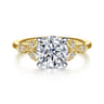 Brigida - Vintage Inspired 14K White-Yellow Gold Round Diamond Engagement Ring - 0.15 ct
