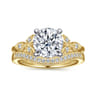 Brigida - Vintage Inspired 14K White-Yellow Gold Round Diamond Engagement Ring - 0.15 ct