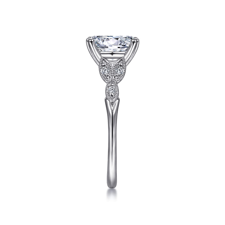 Celia - Platinum Vintage Inspired Oval Split Shank Diamond Engagement Ring - 0.07 ct - Shot 5