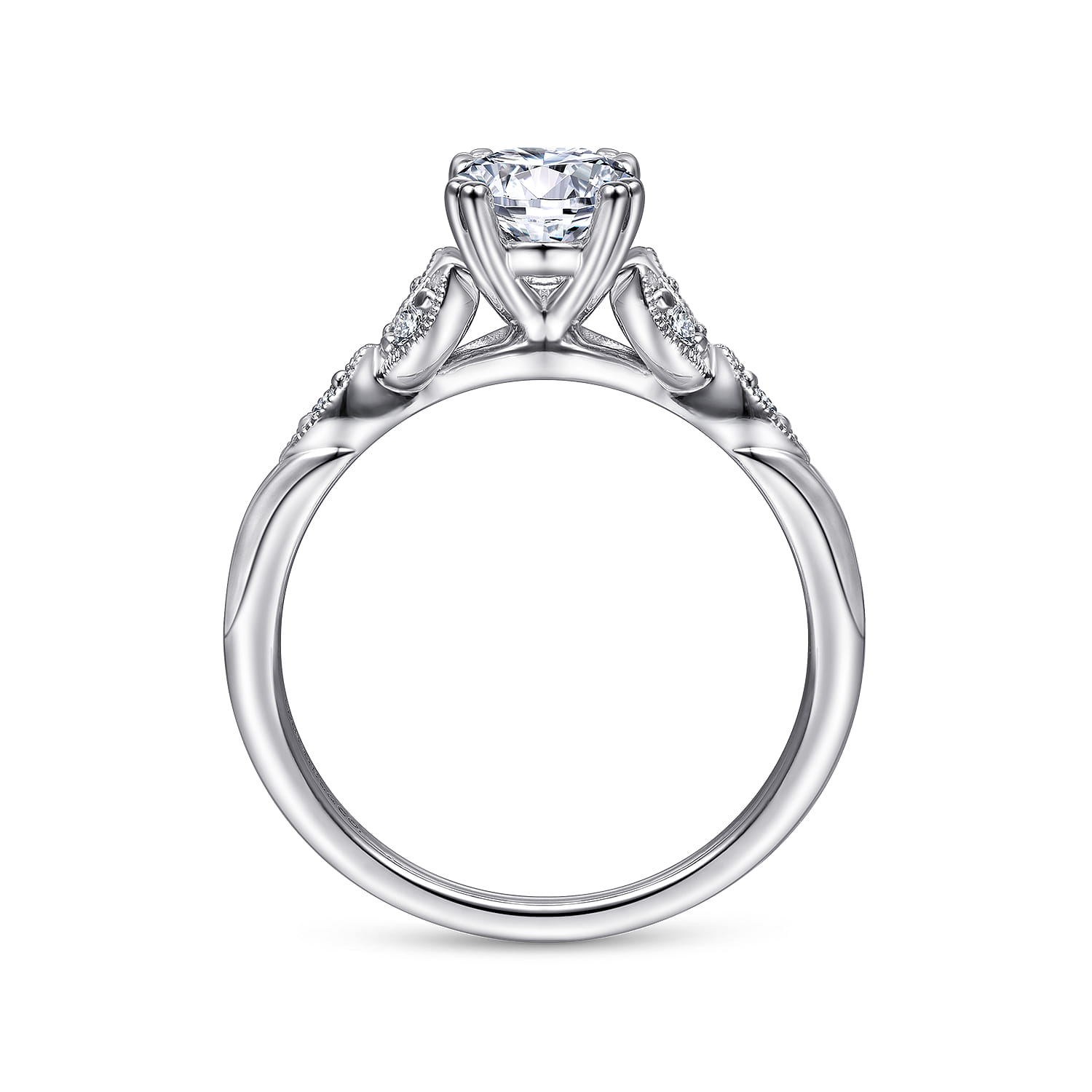 Celia - Platinum Vintage Inspired Oval Split Shank Diamond Engagement Ring - 0.07 ct - Shot 2