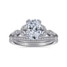 Celia - Platinum Vintage Inspired Oval Split Shank Diamond Engagement Ring - 0.07 ct