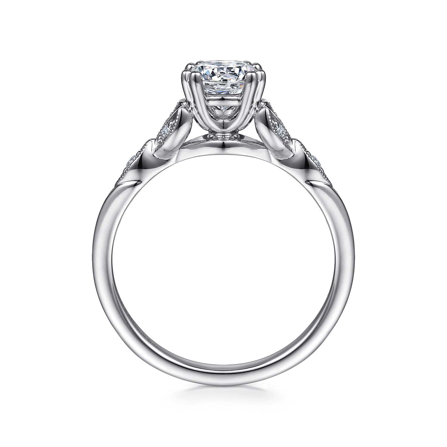 Celia - Platinum Round Diamond Engagement Ring - 0.07 ct - Shot 2