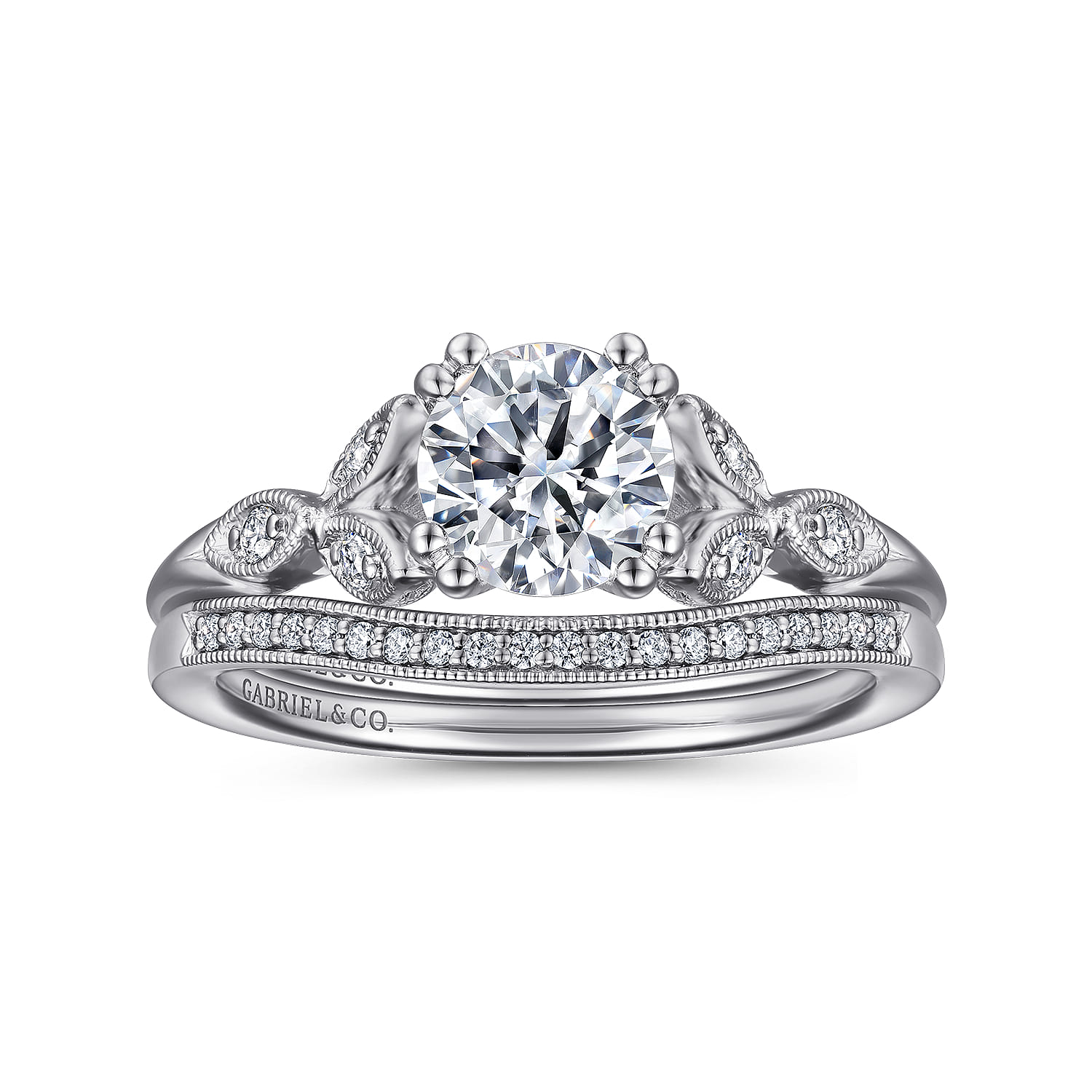 Celia - Platinum Round Diamond Engagement Ring - 0.07 ct - Shot 4