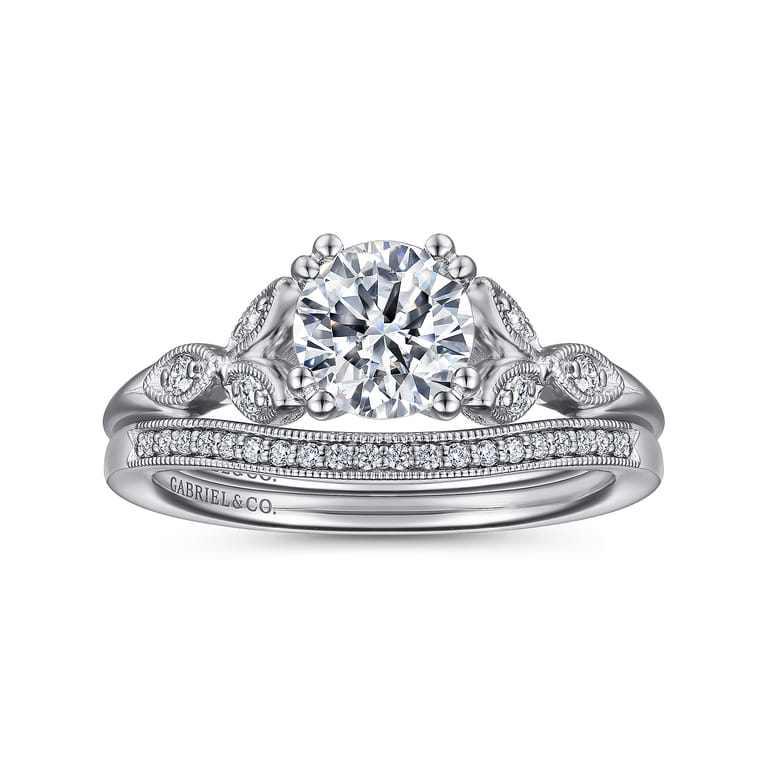 Celia - Platinum Round Diamond Engagement Ring - 0.07 ct - Shot 4