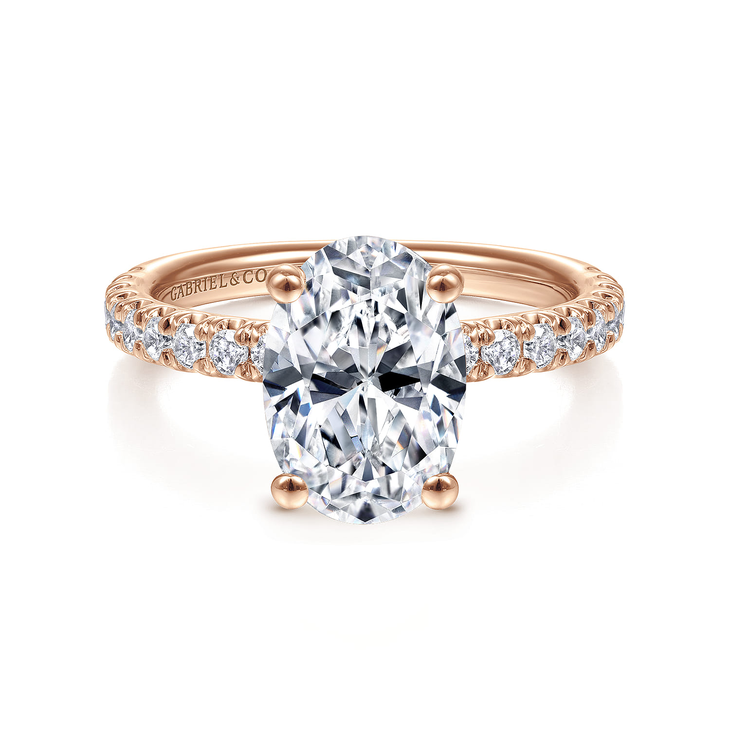 Amira - 14K Rose Gold Oval Diamond Engagement Ring - 0.55 ct - Shot 1