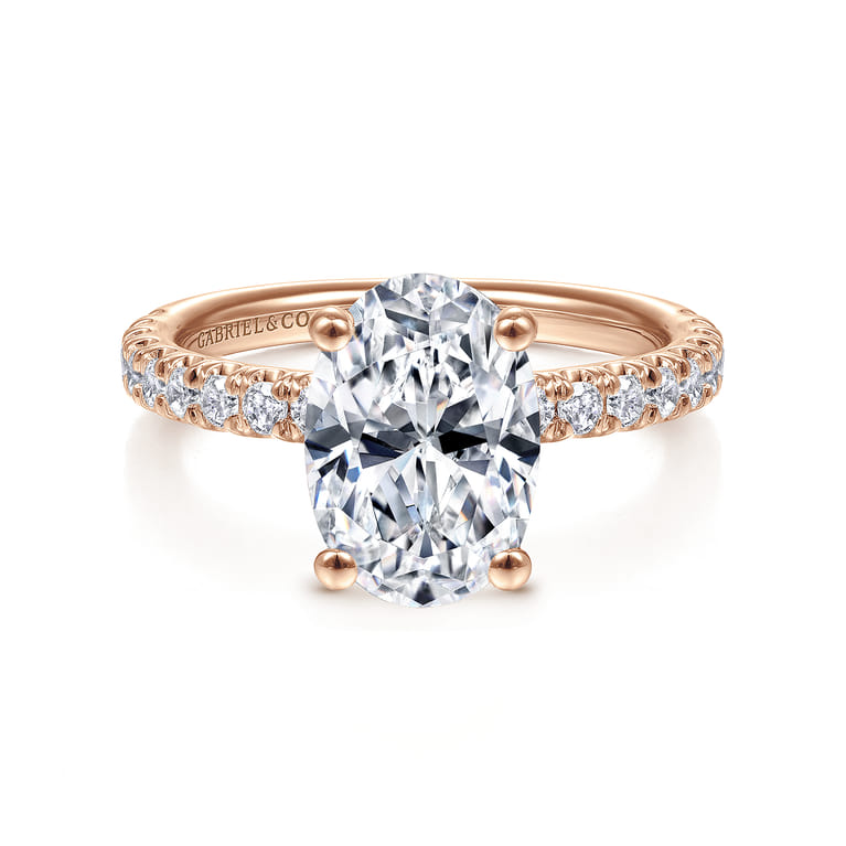 Amira - 14K Rose Gold Oval Diamond Engagement Ring - 0.55 ct - Shot 1