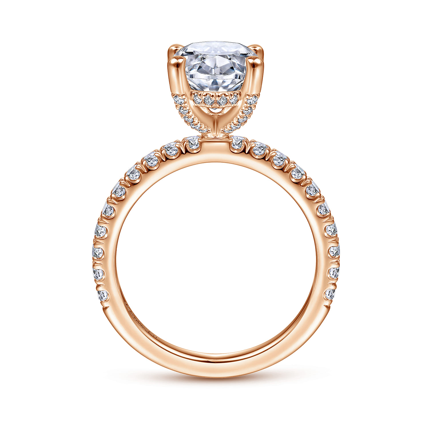 Amira - 14K Rose Gold Oval Diamond Engagement Ring - 0.55 ct - Shot 2