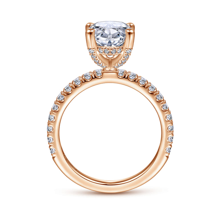 Amira - 14K Rose Gold Oval Diamond Engagement Ring - 0.55 ct - Shot 2