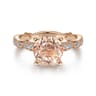 Mabel - Vintage Inspired 14K Rose Gold Round Morganite and Diamond Engagement Ring - 0.35 ct
