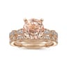 Mabel - Vintage Inspired 14K Rose Gold Round Morganite and Diamond Engagement Ring - 0.35 ct