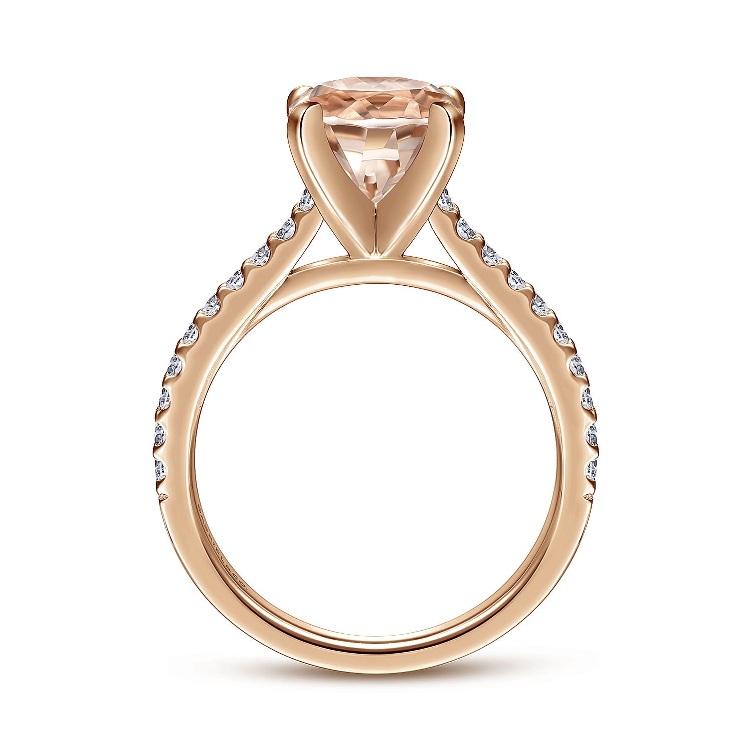 Shanna - 14K Rose Gold Round Morganite and Diamond Engagement Ring - 0.28 ct - Shot 2