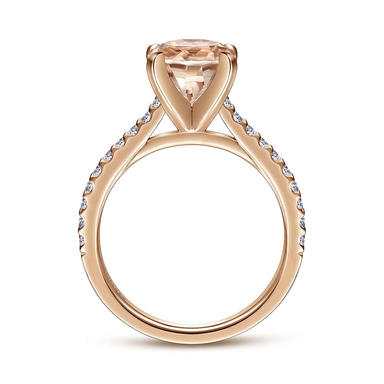 Shanna - 14K Rose Gold Round Morganite and Diamond Engagement Ring - 0.28 ct - Shot 2