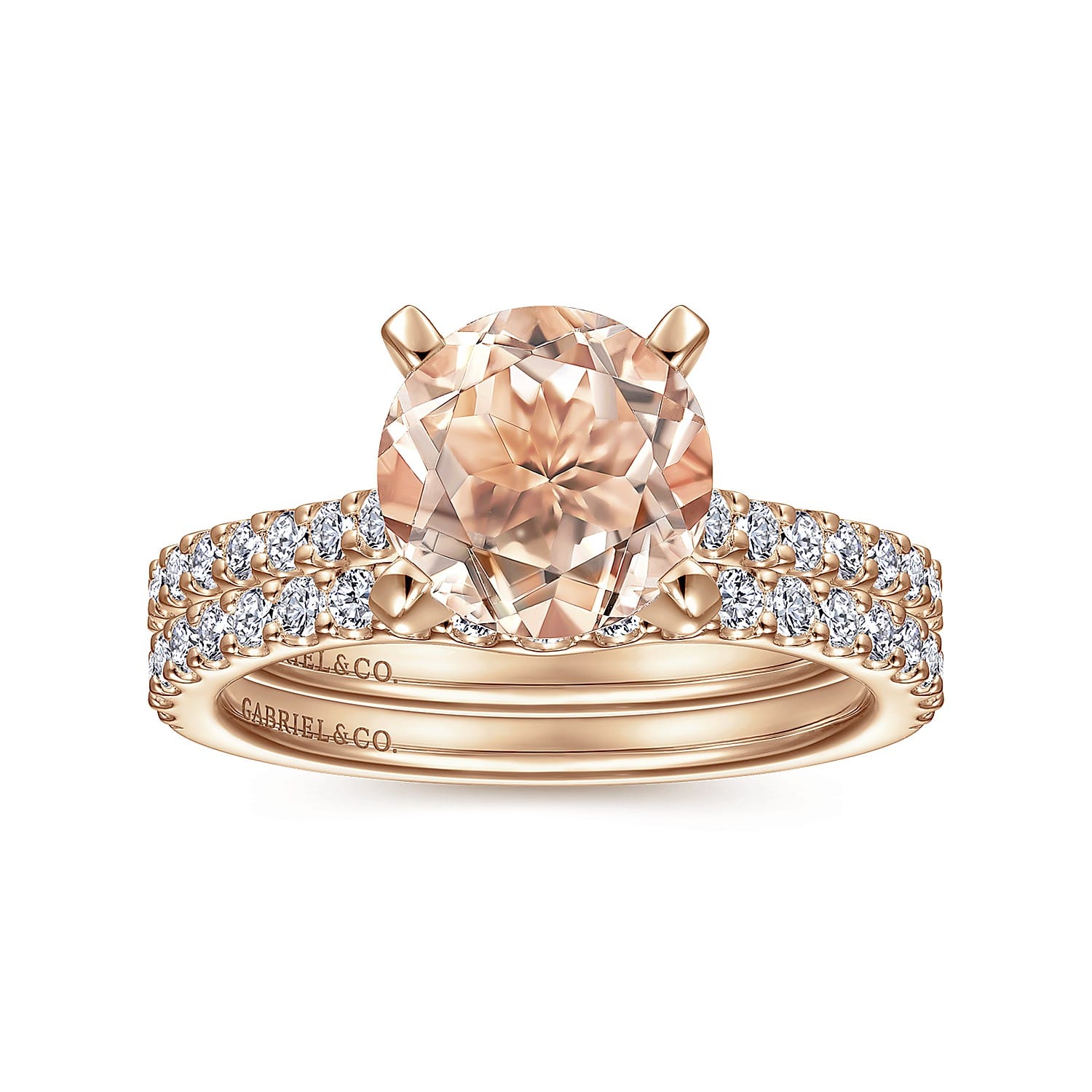 Shanna - 14K Rose Gold Round Morganite and Diamond Engagement Ring - 0.28 ct - Shot 4