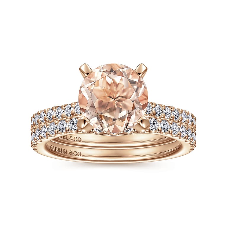 Shanna - 14K Rose Gold Round Morganite and Diamond Engagement Ring - 0.28 ct - Shot 4