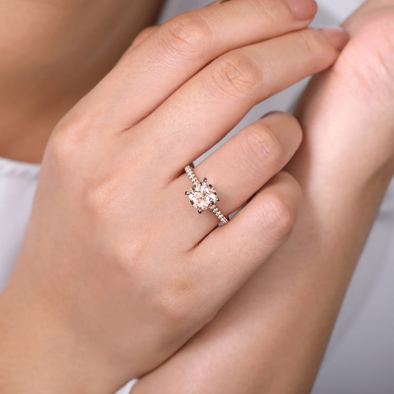 Shanna - 14K Rose Gold Round Morganite and Diamond Engagement Ring - 0.28 ct - Shot 6