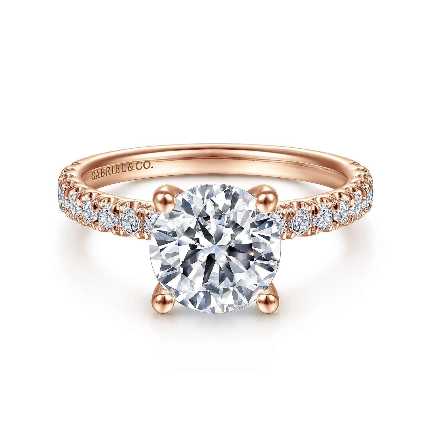 Amira - 14K Rose Gold Round Diamond Engagement Ring - 0.52 ct - Shot 1