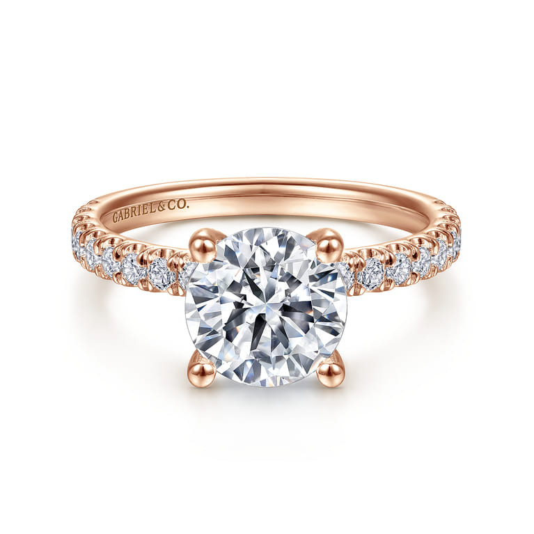 Amira - 14K Rose Gold Round Diamond Engagement Ring - 0.52 ct - Shot 1