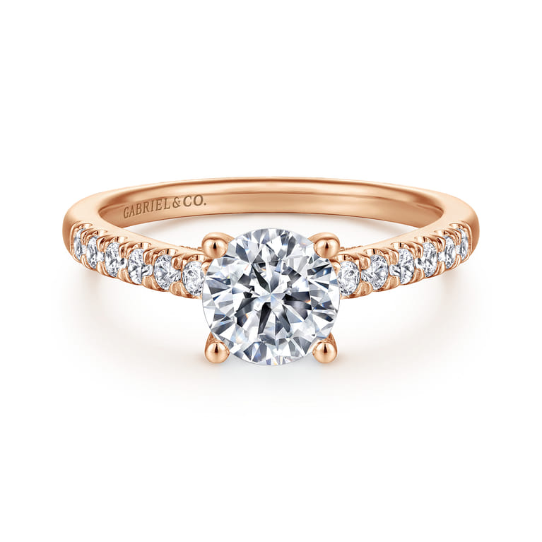 14K Rose Gold Round Diamond Engagement Ring - 0.4 ct - Shot 1