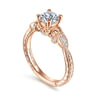 Solene - Vintage Inspired 14K Rose Gold Round Diamond Engagement Ring - 0.13 ct