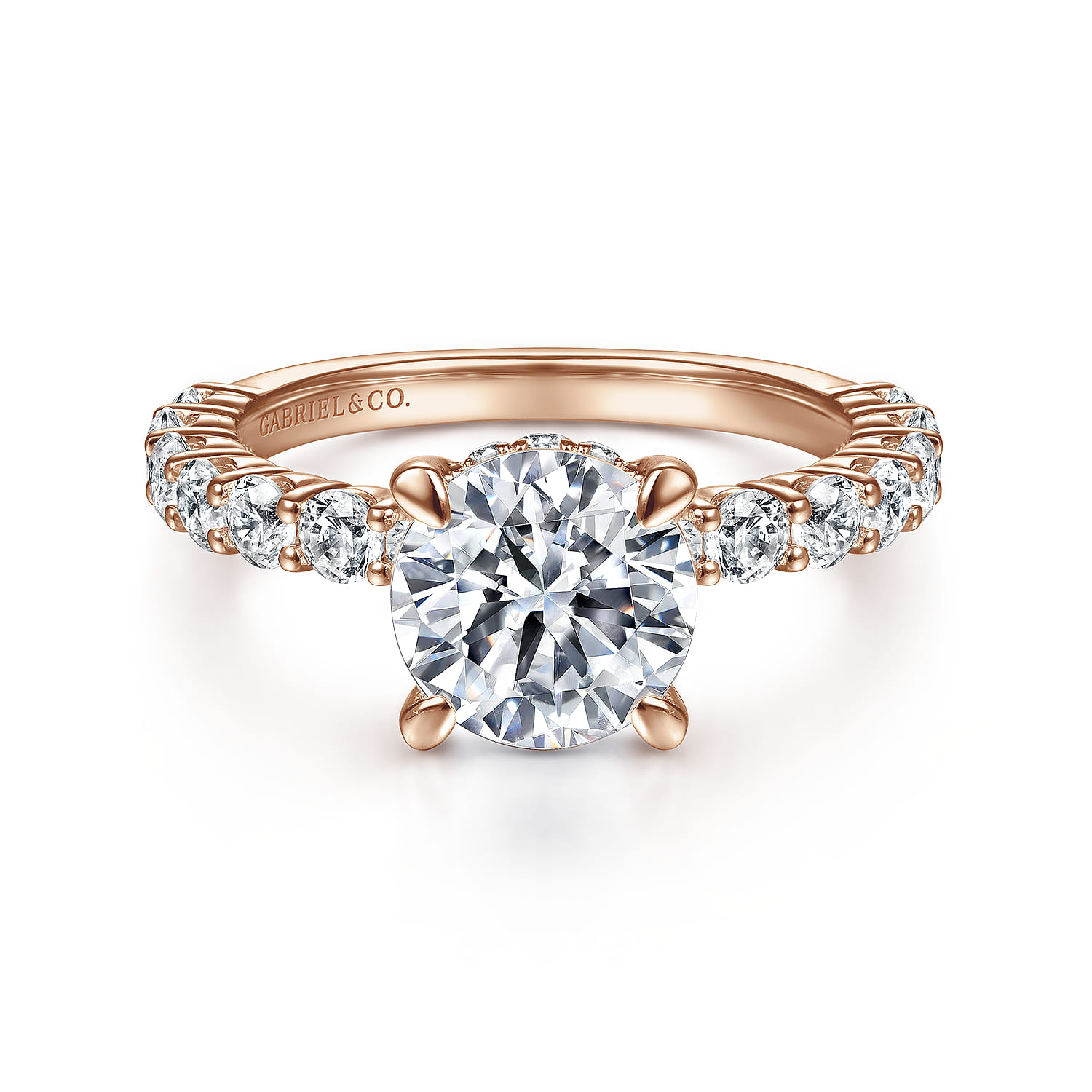 Brosnan - 14K Rose Gold Round Diamond Engagement Ring - 1.03 ct - Shot 1