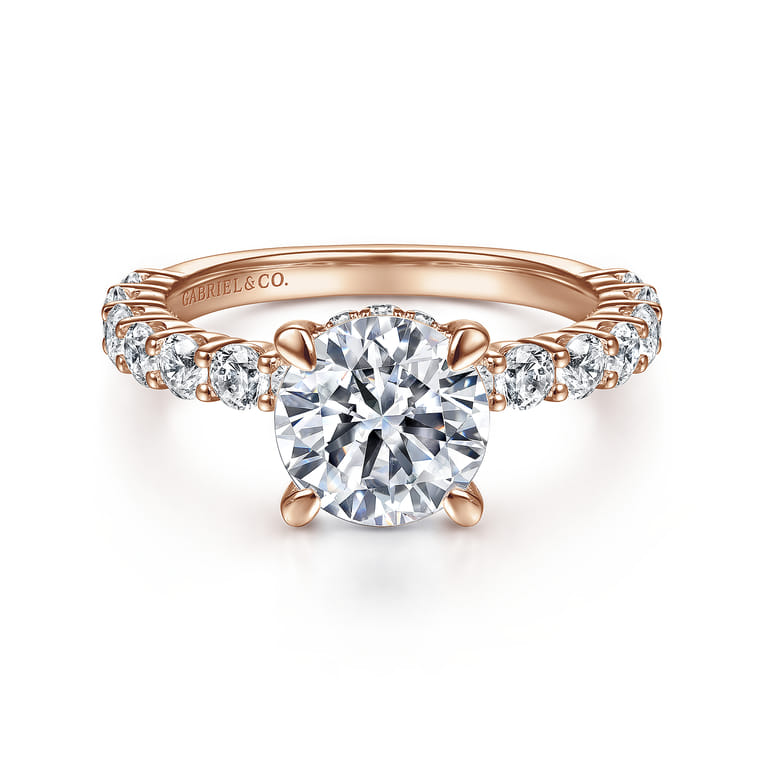 Brosnan - 14K Rose Gold Round Diamond Engagement Ring - 1.03 ct - Shot 1
