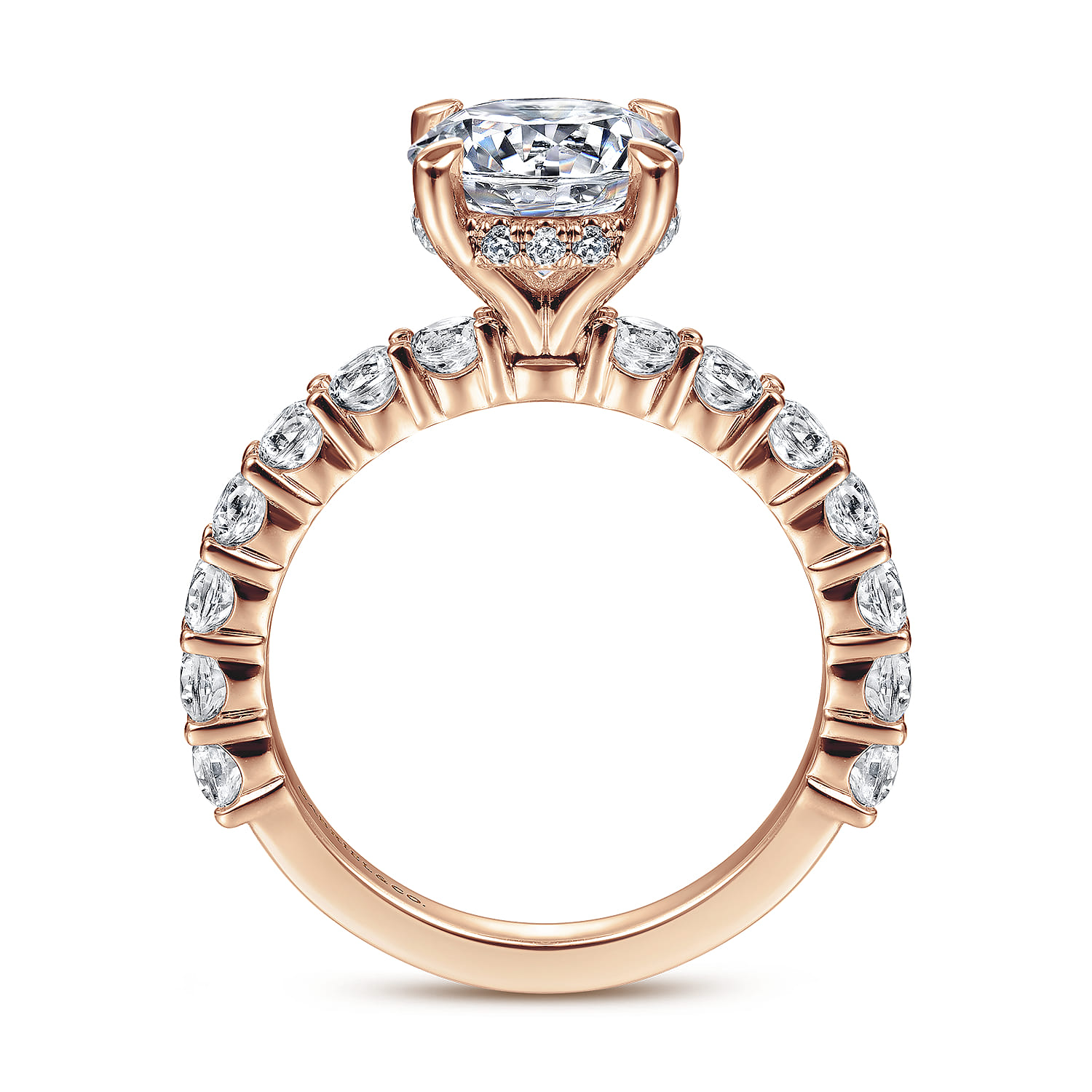 Brosnan - 14K Rose Gold Round Diamond Engagement Ring - 1.03 ct - Shot 2