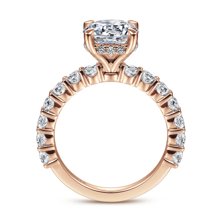 Brosnan - 14K Rose Gold Round Diamond Engagement Ring - 1.03 ct - Shot 2