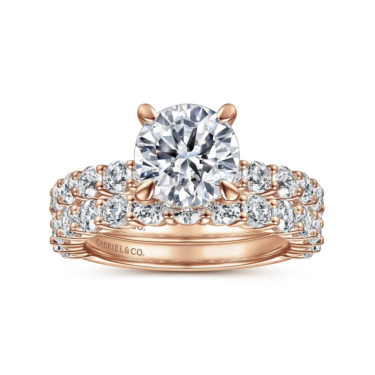 Brosnan - 14K Rose Gold Round Diamond Engagement Ring - 1.03 ct - Shot 4