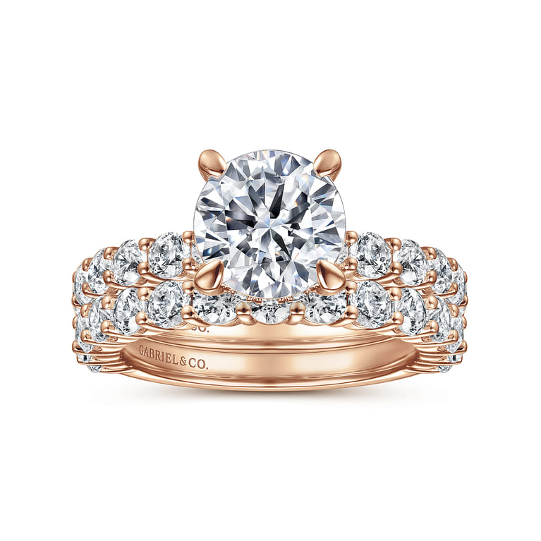 Brosnan - 14K Rose Gold Round Diamond Engagement Ring - 1.03 ct - Shot 4