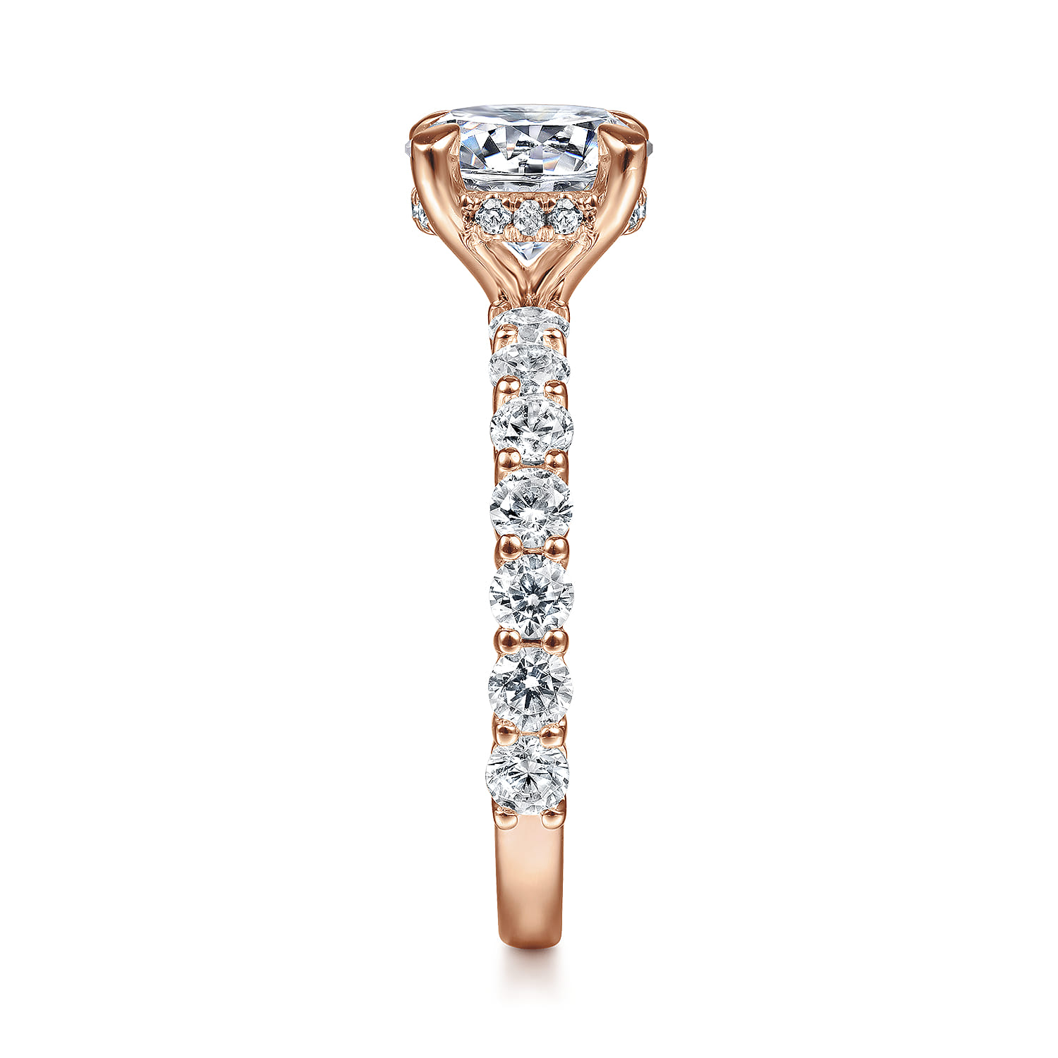 Brosnan - 14K Rose Gold Round Diamond Engagement Ring - 1.03 ct - Shot 5