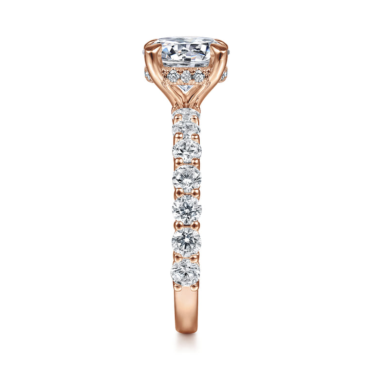 Brosnan - 14K Rose Gold Round Diamond Engagement Ring - 1.03 ct - Shot 5