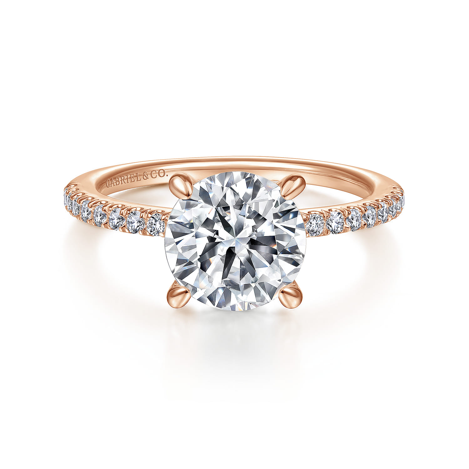 Broderick - 14K Rose Gold Round Diamond Engagement Ring - 0.31 ct - Shot 1