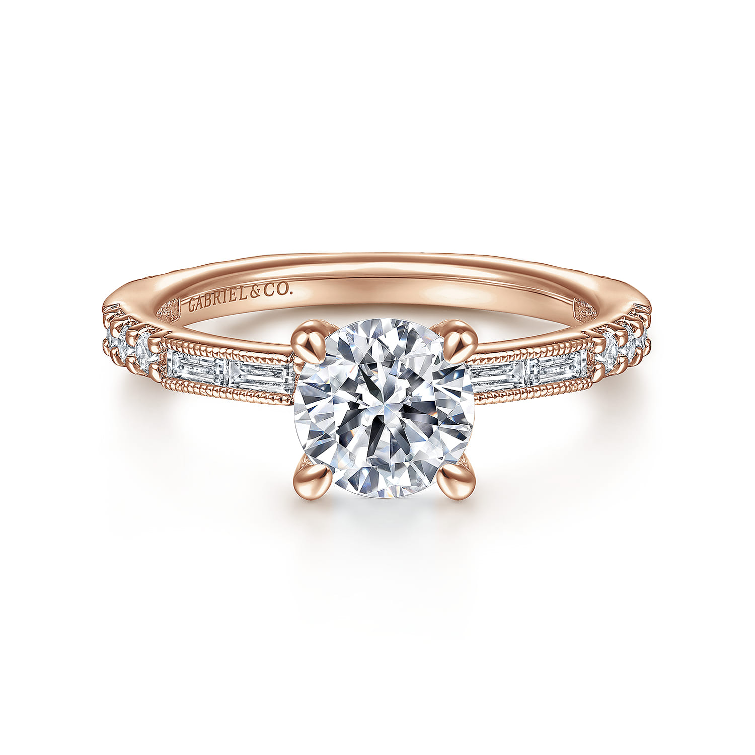 Luca - 14K Rose Gold Round Diamond Engagement Ring - 0.6 ct - Shot 1