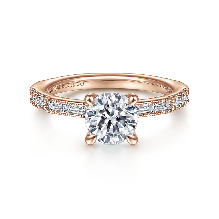 Luca - 14K Rose Gold Round Diamond Engagement Ring - 0.6 ct - Shot 1