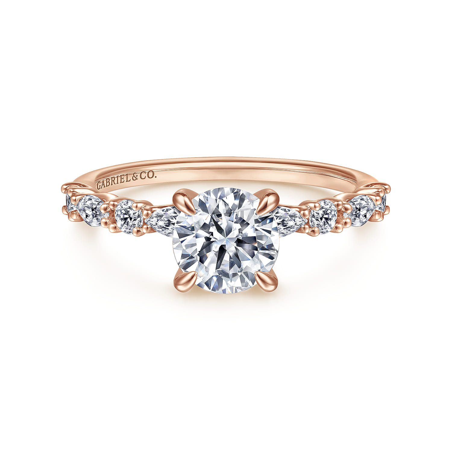 Juliet - 14K Rose Gold Round Diamond Engagement Ring - 0.46 ct - Shot 1