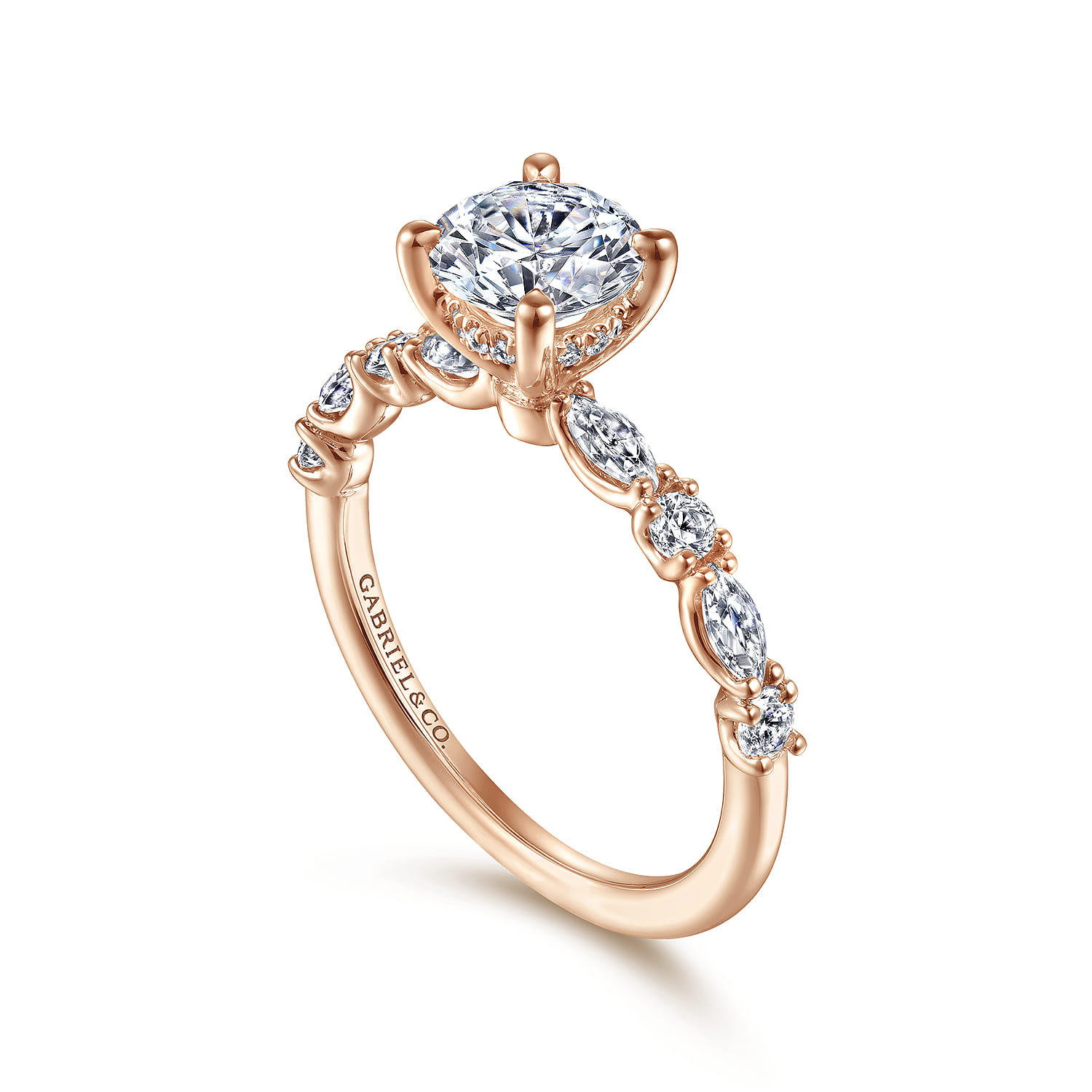Juliet - 14K Rose Gold Round Diamond Engagement Ring - 0.46 ct - Shot 3