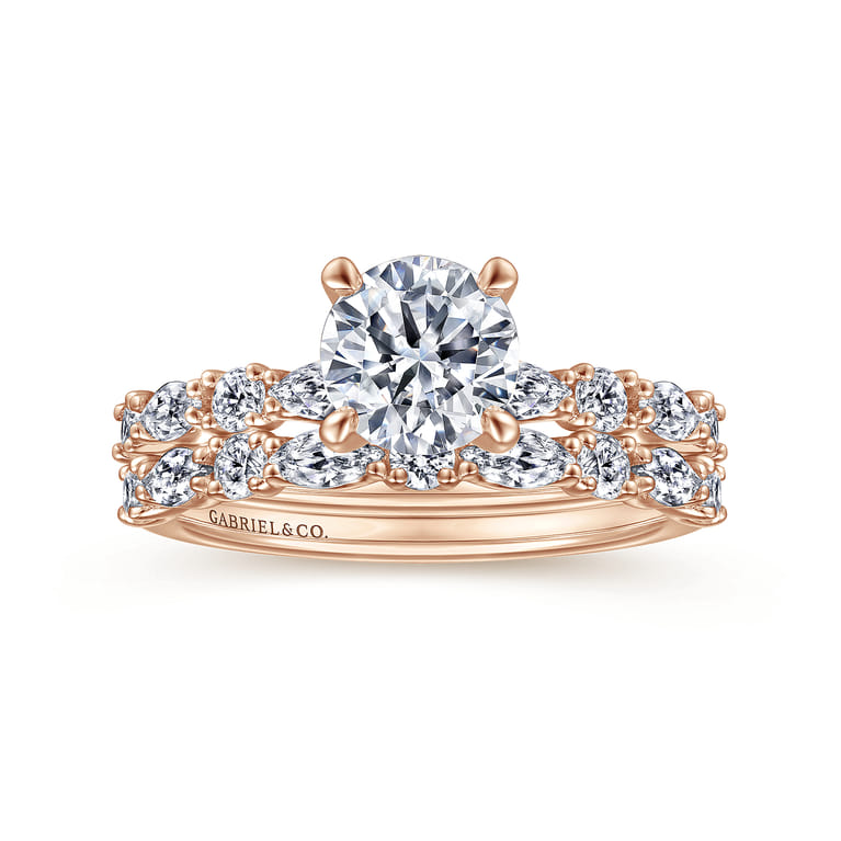 Juliet - 14K Rose Gold Round Diamond Engagement Ring - 0.46 ct - Shot 4