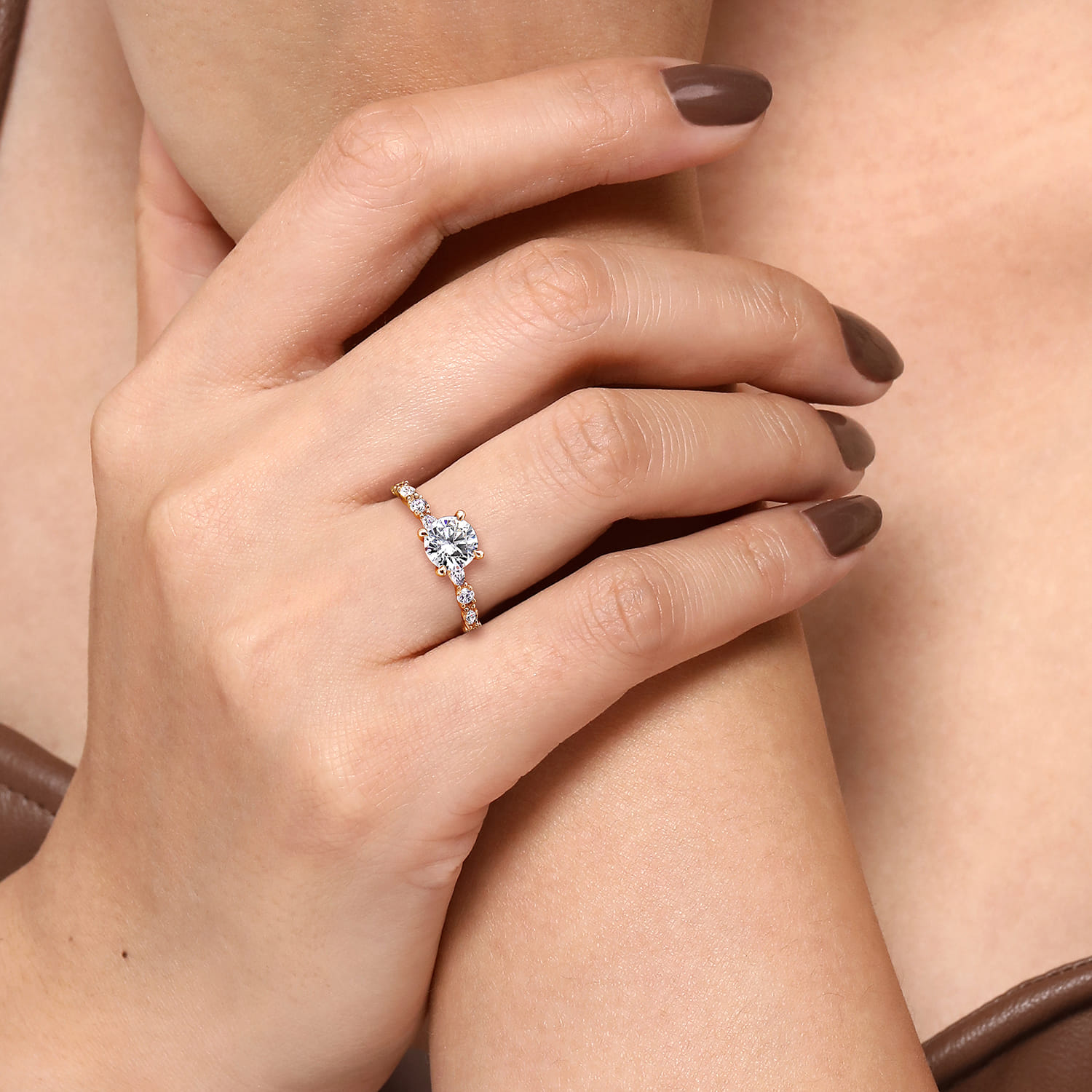 Juliet - 14K Rose Gold Round Diamond Engagement Ring - 0.46 ct - Shot 6