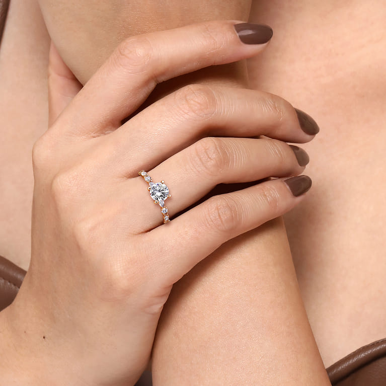 Juliet - 14K Rose Gold Round Diamond Engagement Ring - 0.46 ct - Shot 6