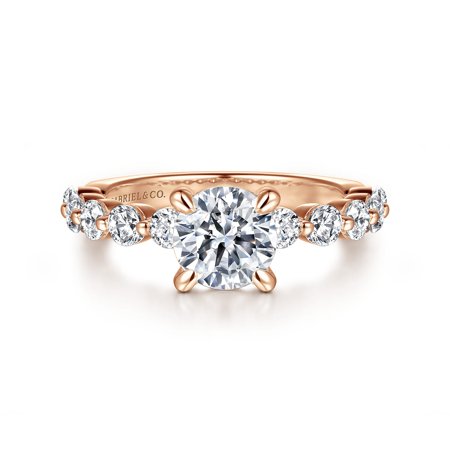 Silvey - 14K Rose Gold Round Single Prong Diamond Engagement Ring - 0.7 ct - Shot 1