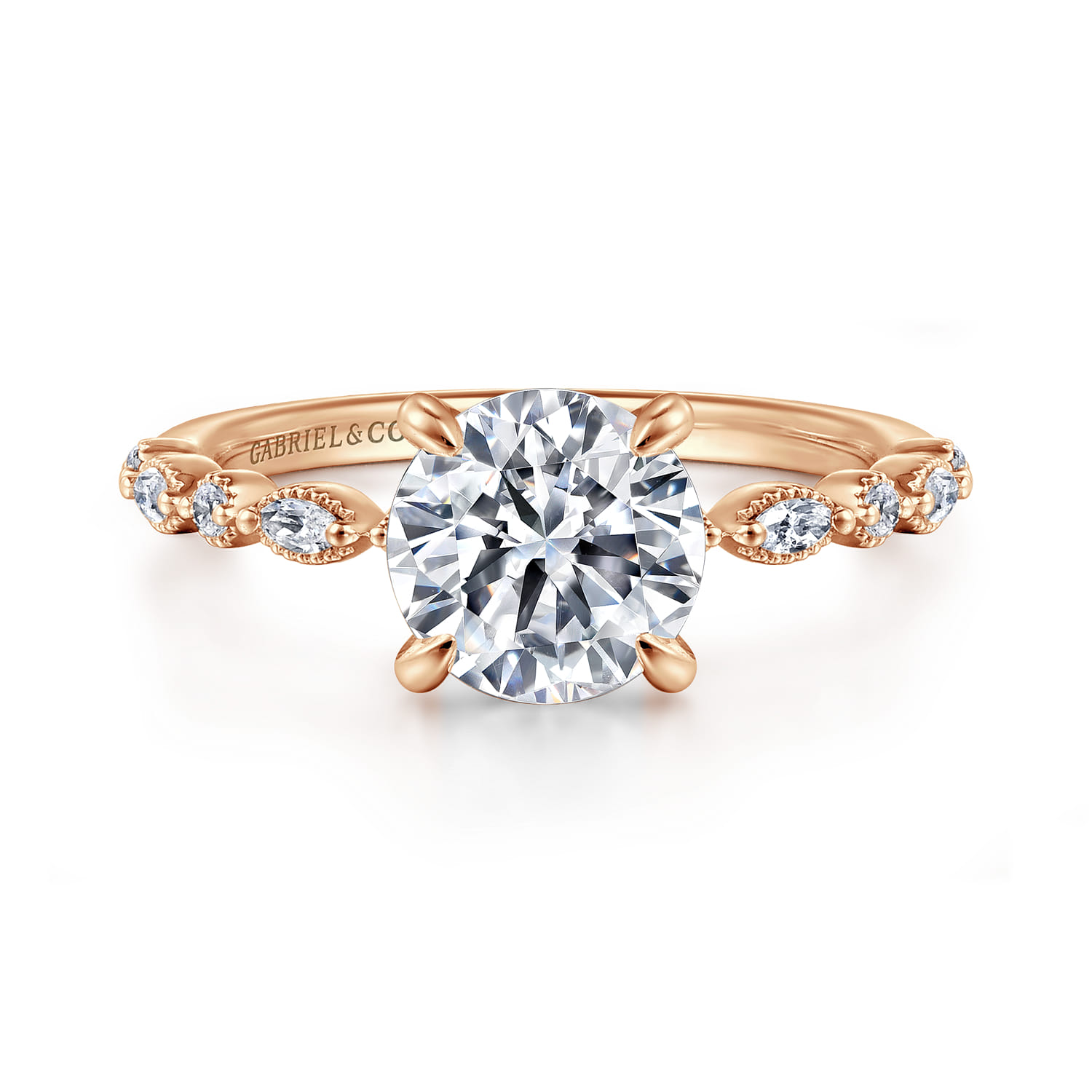 Lanna - 14K Rose Gold Round Diamond Engagement Ring - 0.3 ct - Shot 1