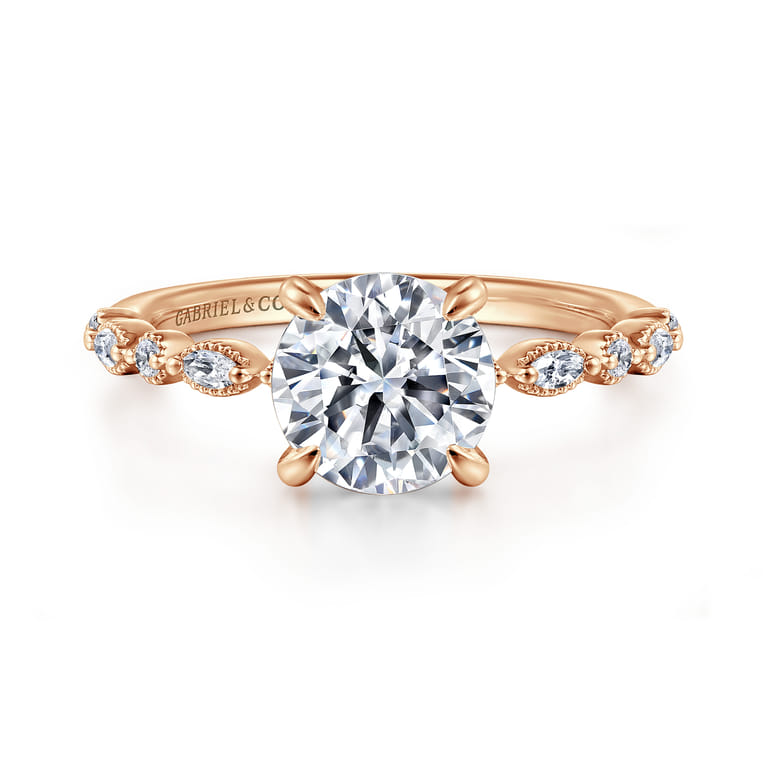 Lanna - 14K Rose Gold Round Diamond Engagement Ring - 0.3 ct - Shot 1