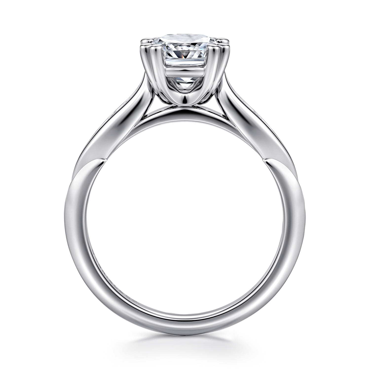 Quinn - 14K White Gold Cushion Cut Diamond Channel Set Engagement Ring - 0.1 ct - Shot 2