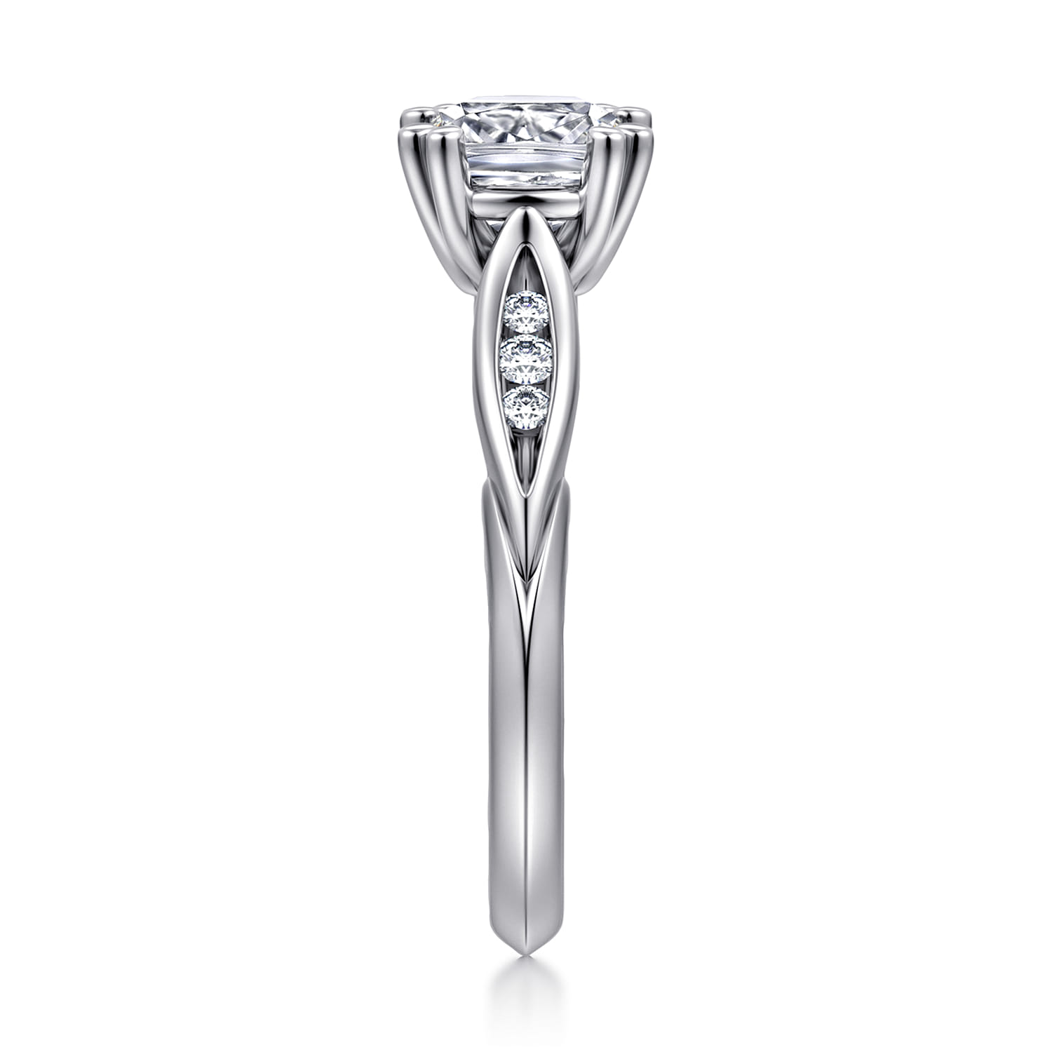 Quinn - 14K White Gold Cushion Cut Diamond Channel Set Engagement Ring - 0.1 ct - Shot 4