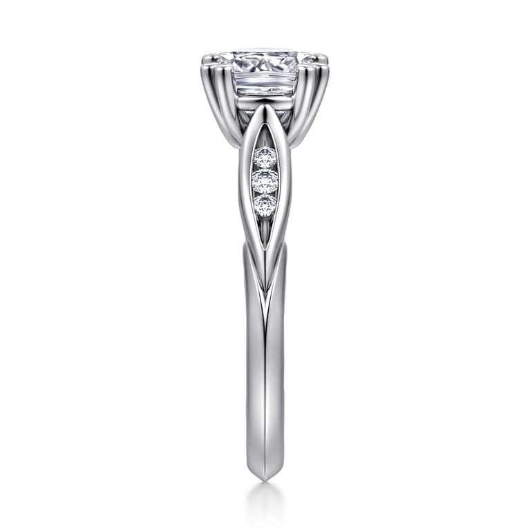 Quinn - 14K White Gold Cushion Cut Diamond Channel Set Engagement Ring - 0.1 ct - Shot 4