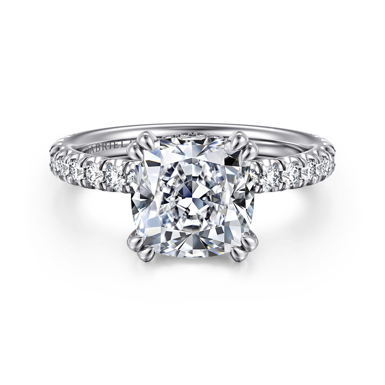 Amira - 14K White Gold Cushion Cut Diamond Engagement Ring - 0.55 ct - Shot 1