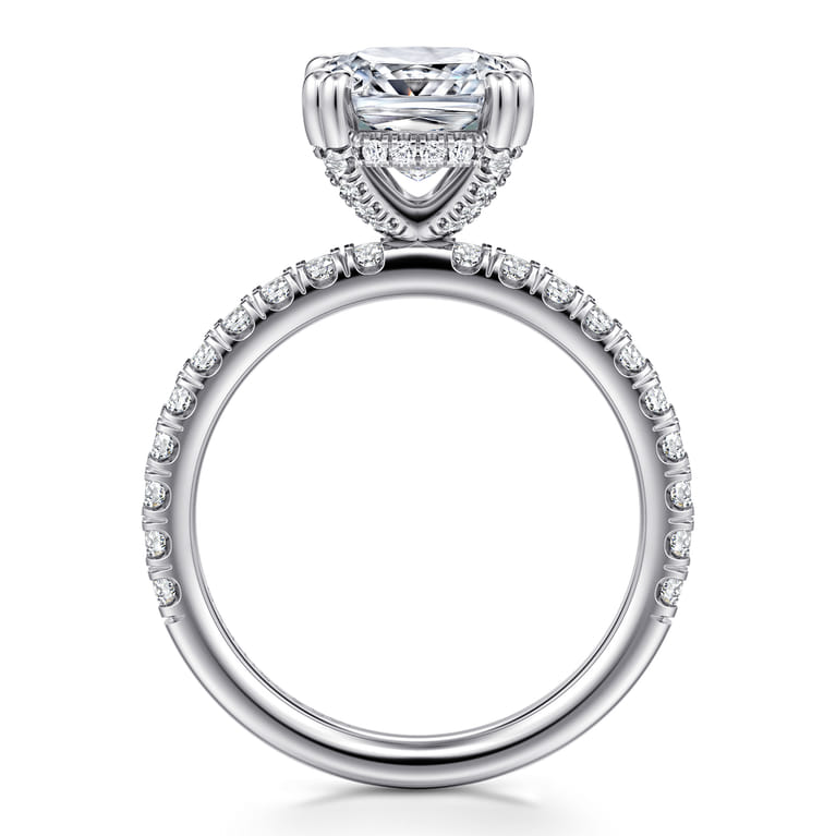 Amira - 14K White Gold Cushion Cut Diamond Engagement Ring - 0.55 ct - Shot 2