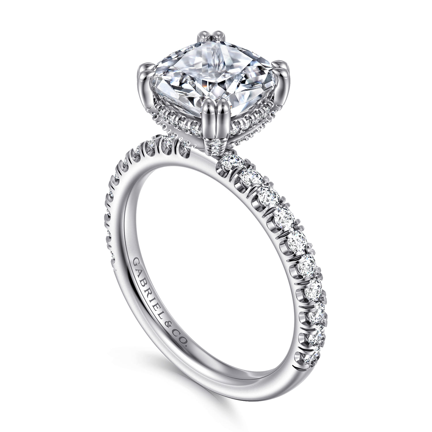 Amira - 14K White Gold Cushion Cut Diamond Engagement Ring - 0.55 ct - Shot 3