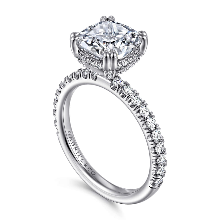 Amira - 14K White Gold Cushion Cut Diamond Engagement Ring - 0.55 ct - Shot 3
