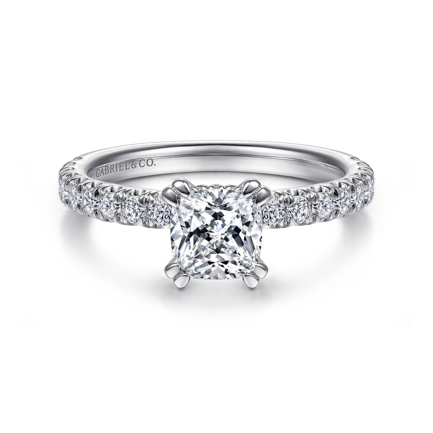 Amira - 14K White Gold Cushion Cut Diamond Engagement Ring - 0.51 ct - Shot 1